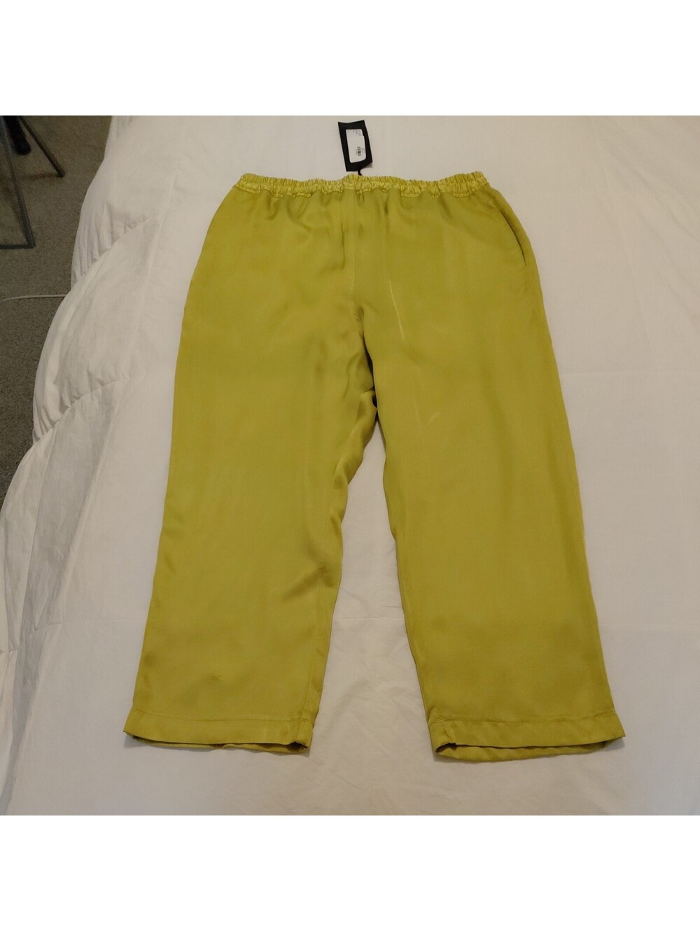 NWT Nili Lotan Safi Pants in Kiwi S elastic waist 4 flat front #1119 see pic